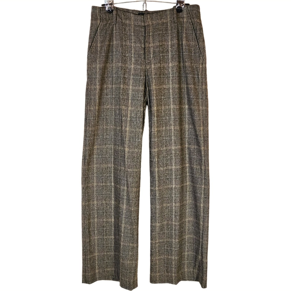 Peruvian Connection Wool Blend Wide Leg Trousers Women 6 Plaid Dark Academia NWT